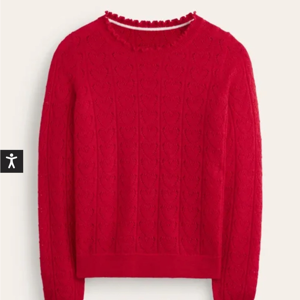 Fluffy Heart Pointelle Sweater